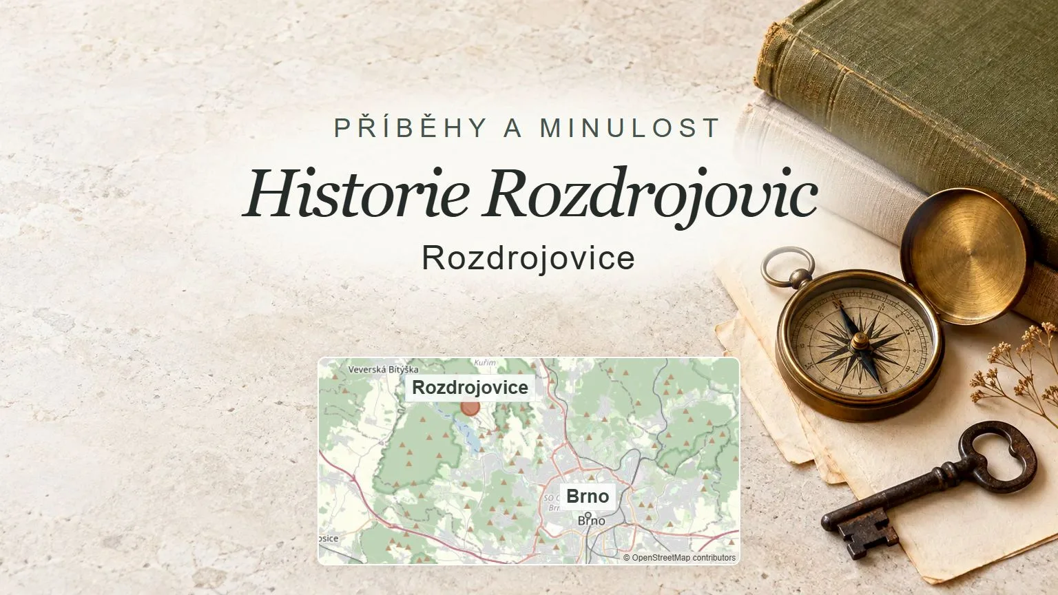 Historie Rozdrojovic, Rozdrojovice – obecný tematický motiv oboru a orientační mapa obce u Brna