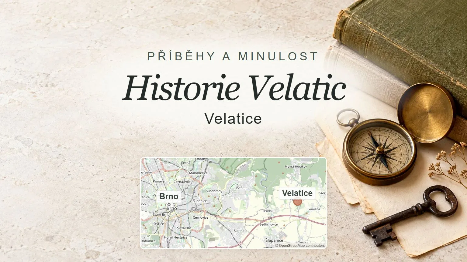 Historie Velatic, Velatice – obecný tematický motiv oboru a orientační mapa obce u Brna