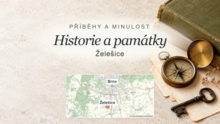 Historie a památky, Želešice – obecný tematický motiv oboru a orientační mapa obce u Brna