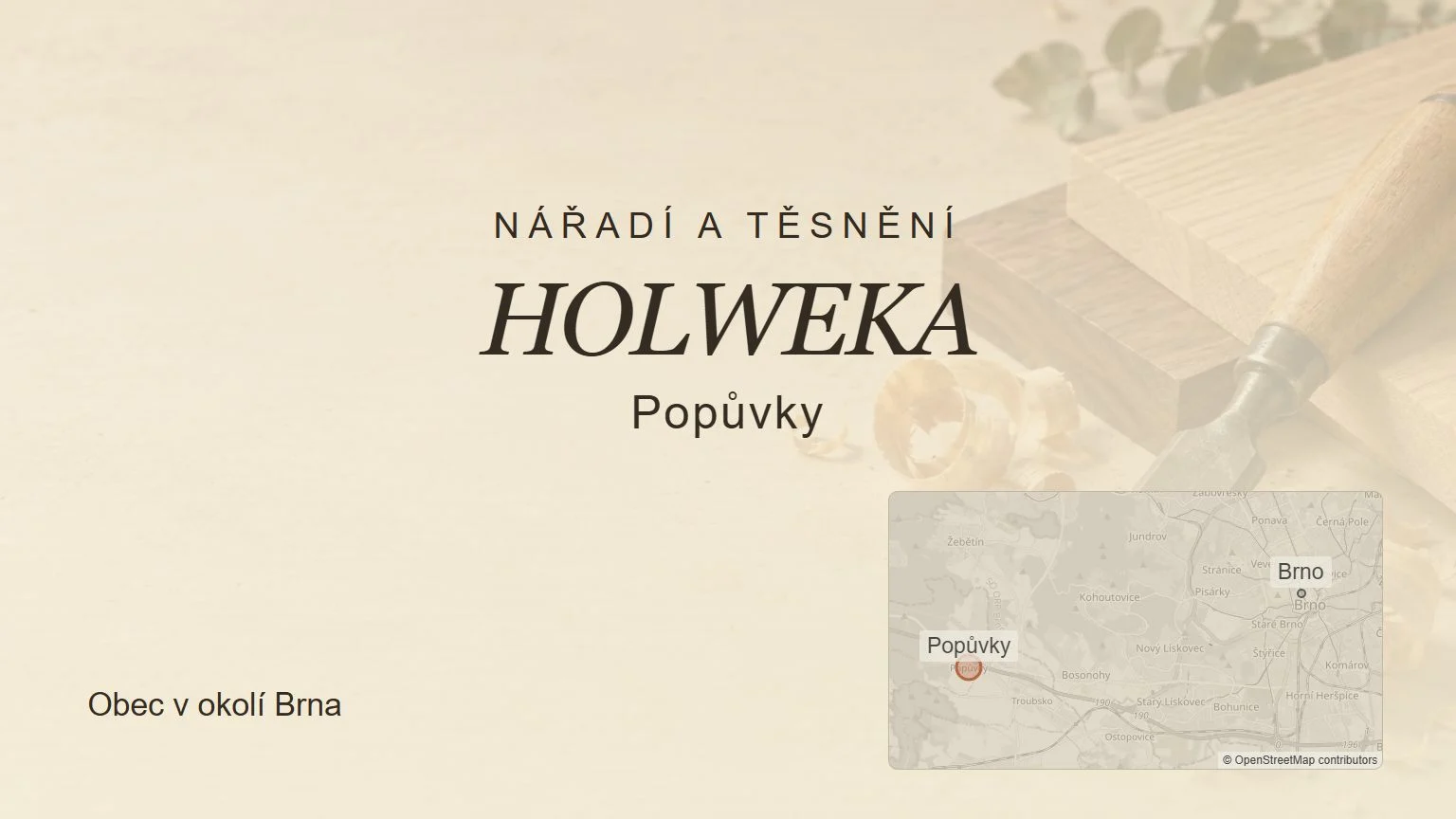 Nářadí a těsnění HOLWEKA, Popůvky – tematický náhled s orientační mapou obce u Brna