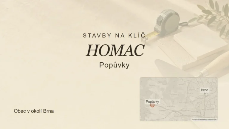 Stavby na klíč HOMAC, Popůvky – tematický náhled s orientační mapou obce u Brna