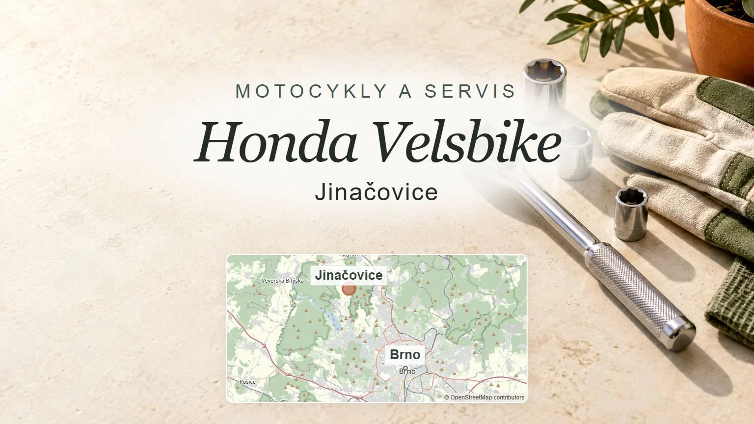 Honda Velsbike, Jinačovice – obecný tematický motiv oboru a orientační mapa obce u Brna