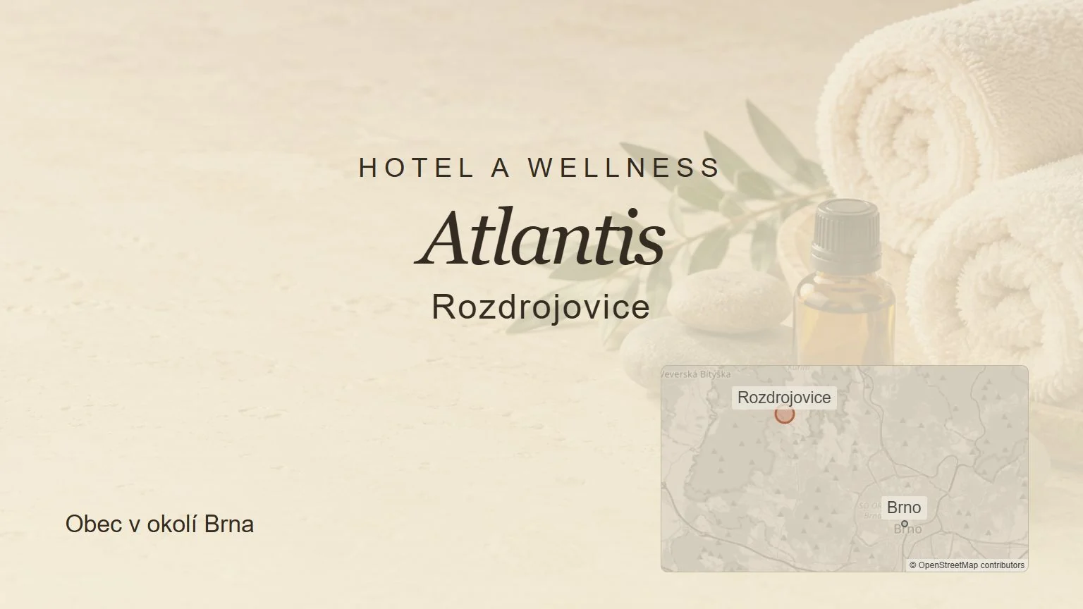 Hotel a wellness Atlantis, Rozdrojovice – tematický náhled s orientační mapou obce u Brna