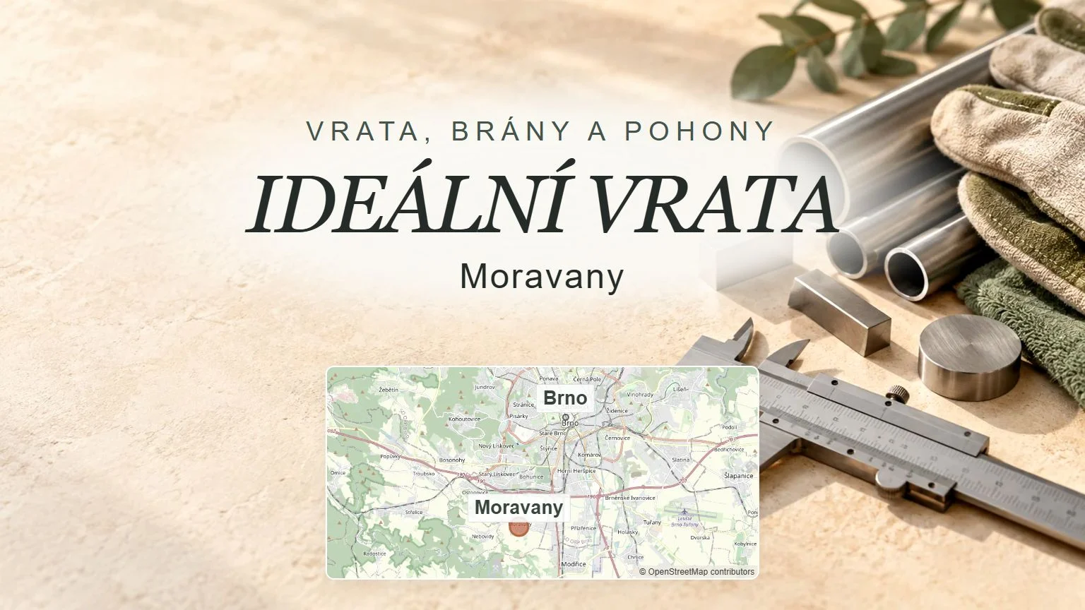 IDEÁLNÍ VRATA, Moravany – obecný tematický motiv oboru a orientační mapa obce u Brna