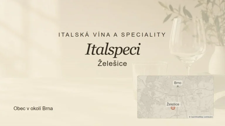 Italská vína a speciality Italspeci, Želešice – tematický náhled s orientační mapou obce u Brna