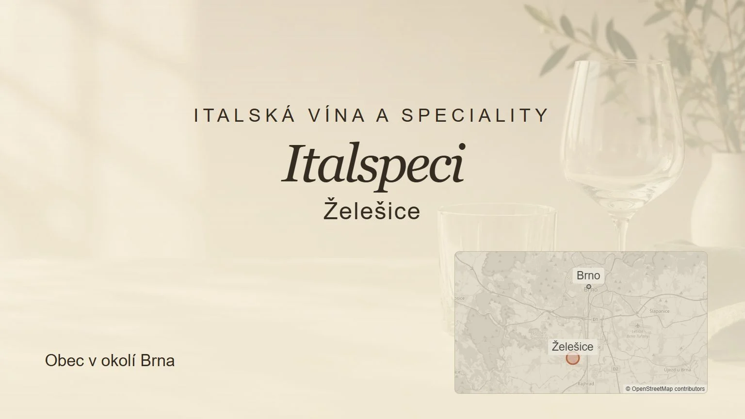 Italská vína a speciality Italspeci, Želešice – tematický náhled s orientační mapou obce u Brna
