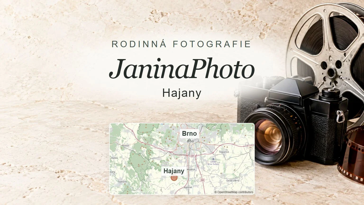 JaninaPhoto, Hajany – obecný tematický motiv oboru a orientační mapa obce u Brna