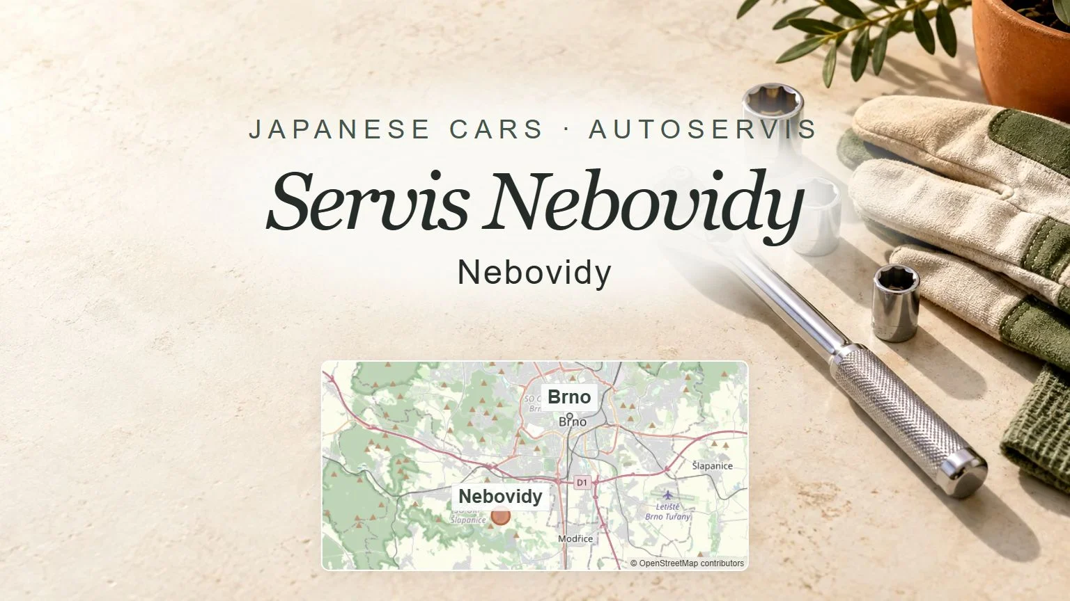 Servis Nebovidy, Nebovidy – obecný tematický motiv oboru a orientační mapa obce u Brna