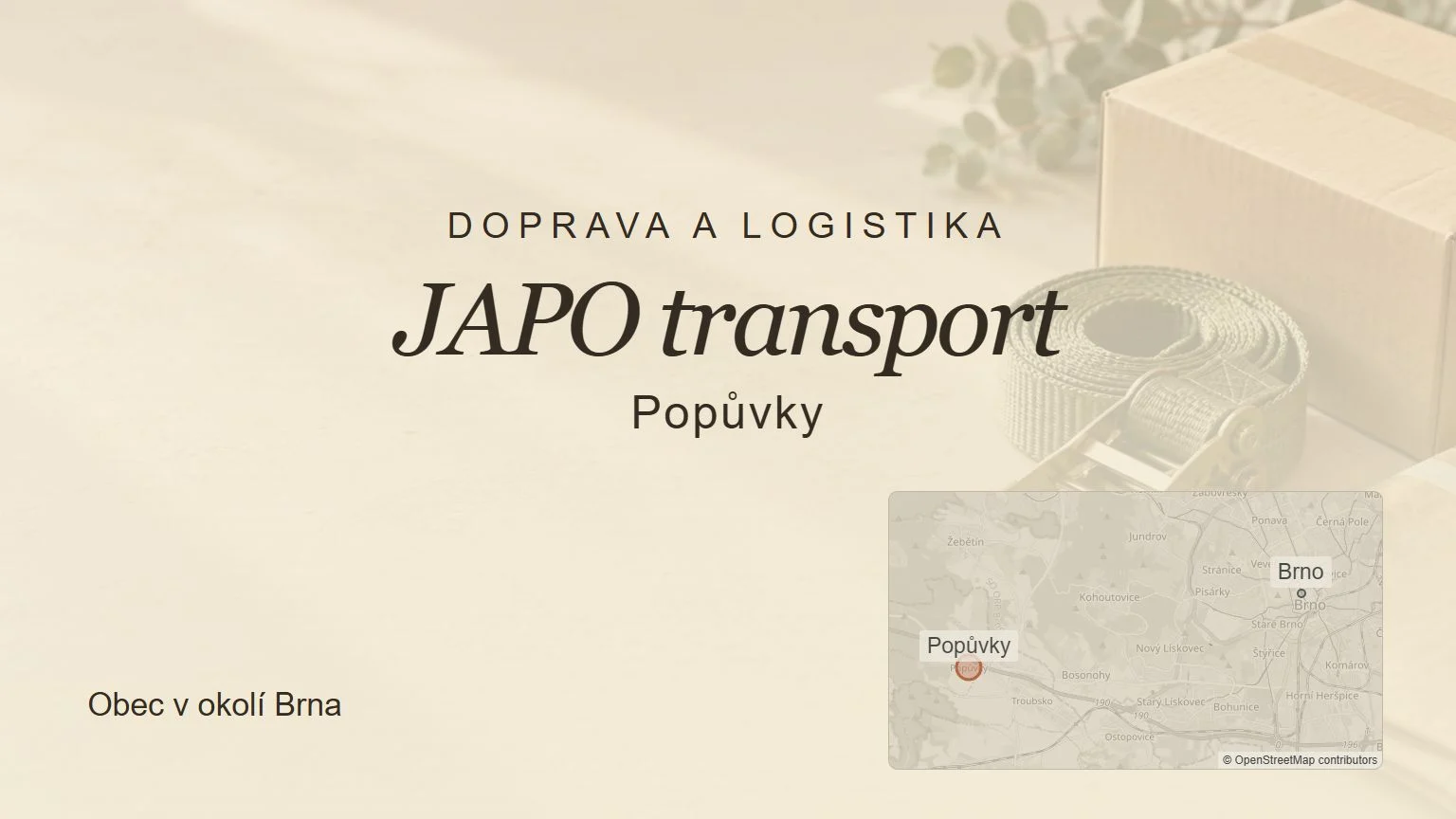 Doprava a logistika JAPO transport, Popůvky – tematický náhled s orientační mapou obce u Brna