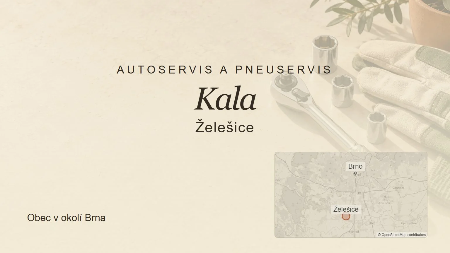 Autoservis a pneuservis Kala, Želešice – tematický náhled s orientační mapou obce u Brna