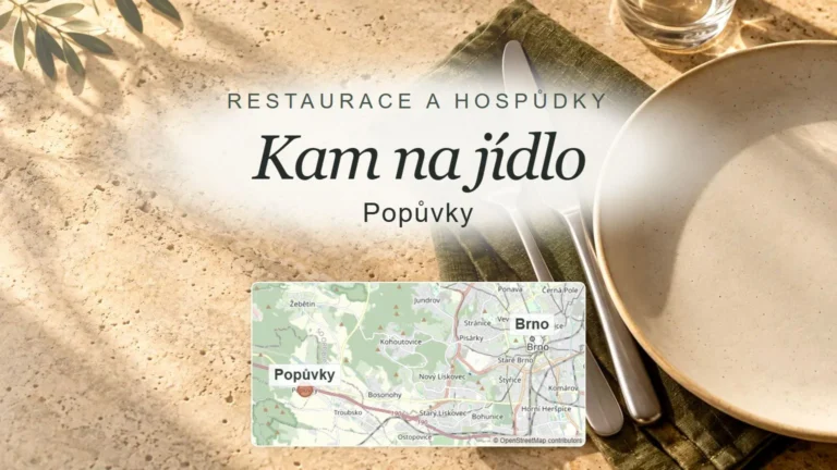 Kam na jídlo, Popůvky – obecný tematický motiv oboru a orientační mapa obce u Brna