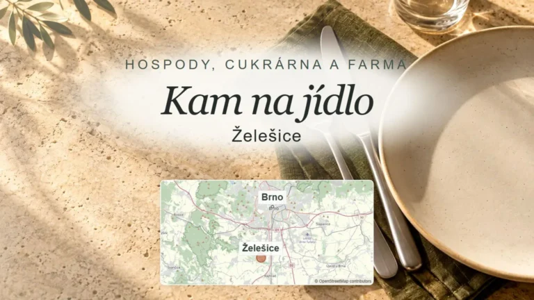 Kam na jídlo, Želešice – obecný tematický motiv oboru a orientační mapa obce u Brna