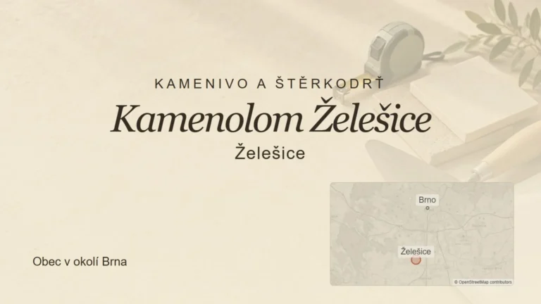 Kamenivo a štěrkodrť Kamenolom Želešice, Želešice – tematický náhled s orientační mapou obce u Brna