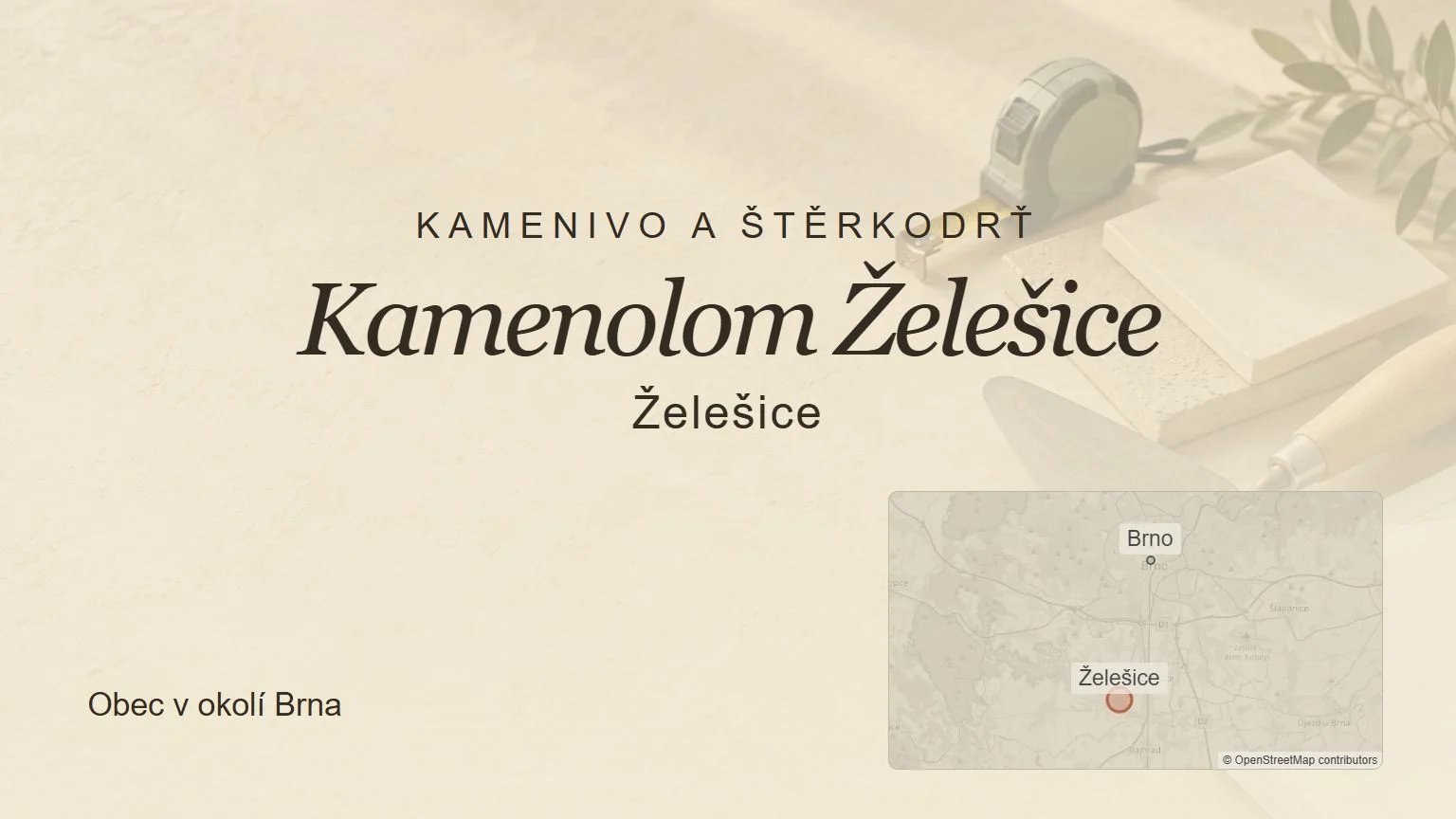 Kamenivo a štěrkodrť Kamenolom Želešice, Želešice – tematický náhled s orientační mapou obce u Brna