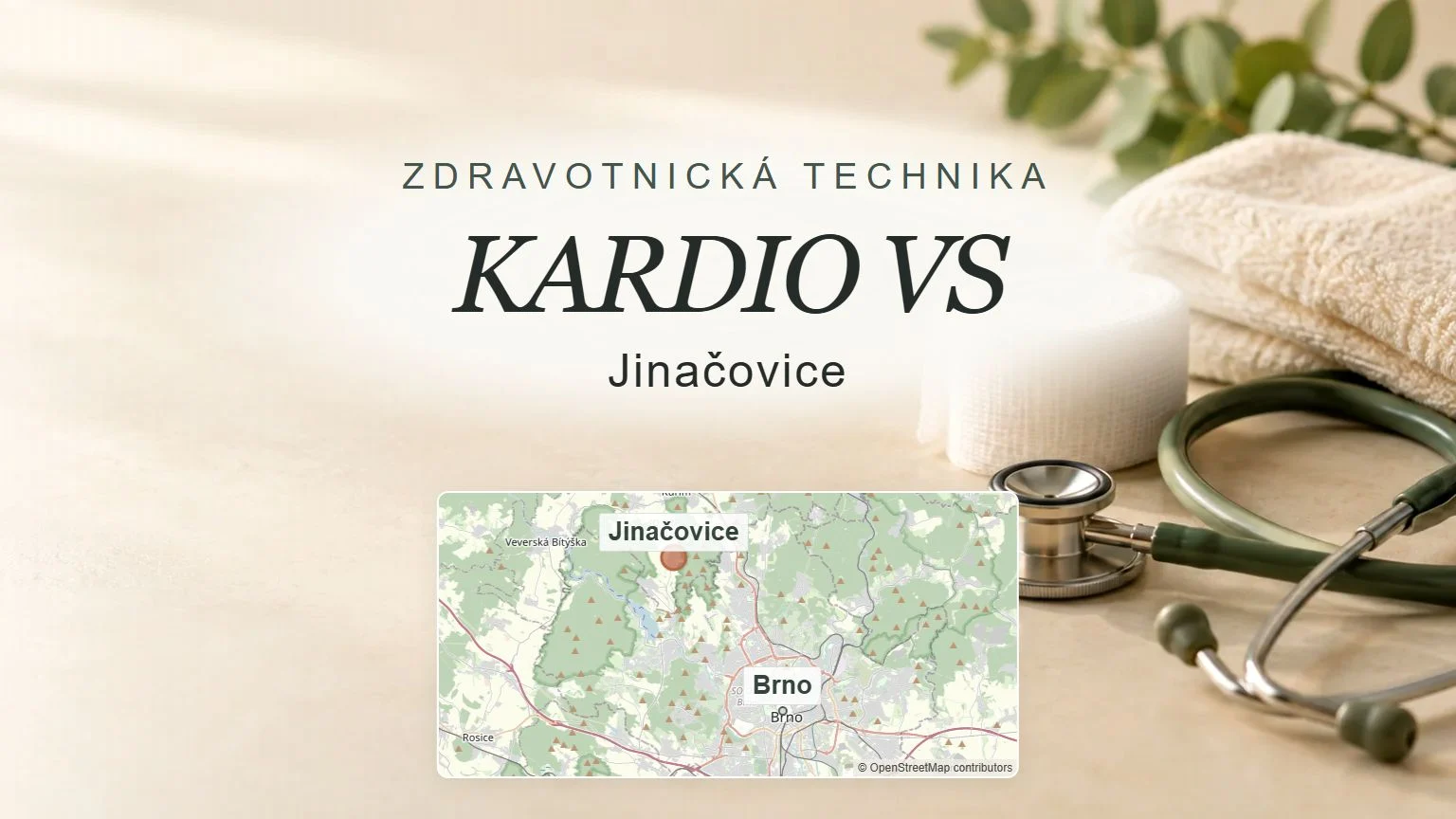 KARDIO VS, Jinačovice – obecný tematický motiv oboru a orientační mapa obce u Brna
