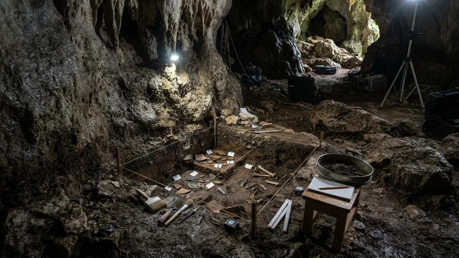 Archeologické naleziště v jeskyni