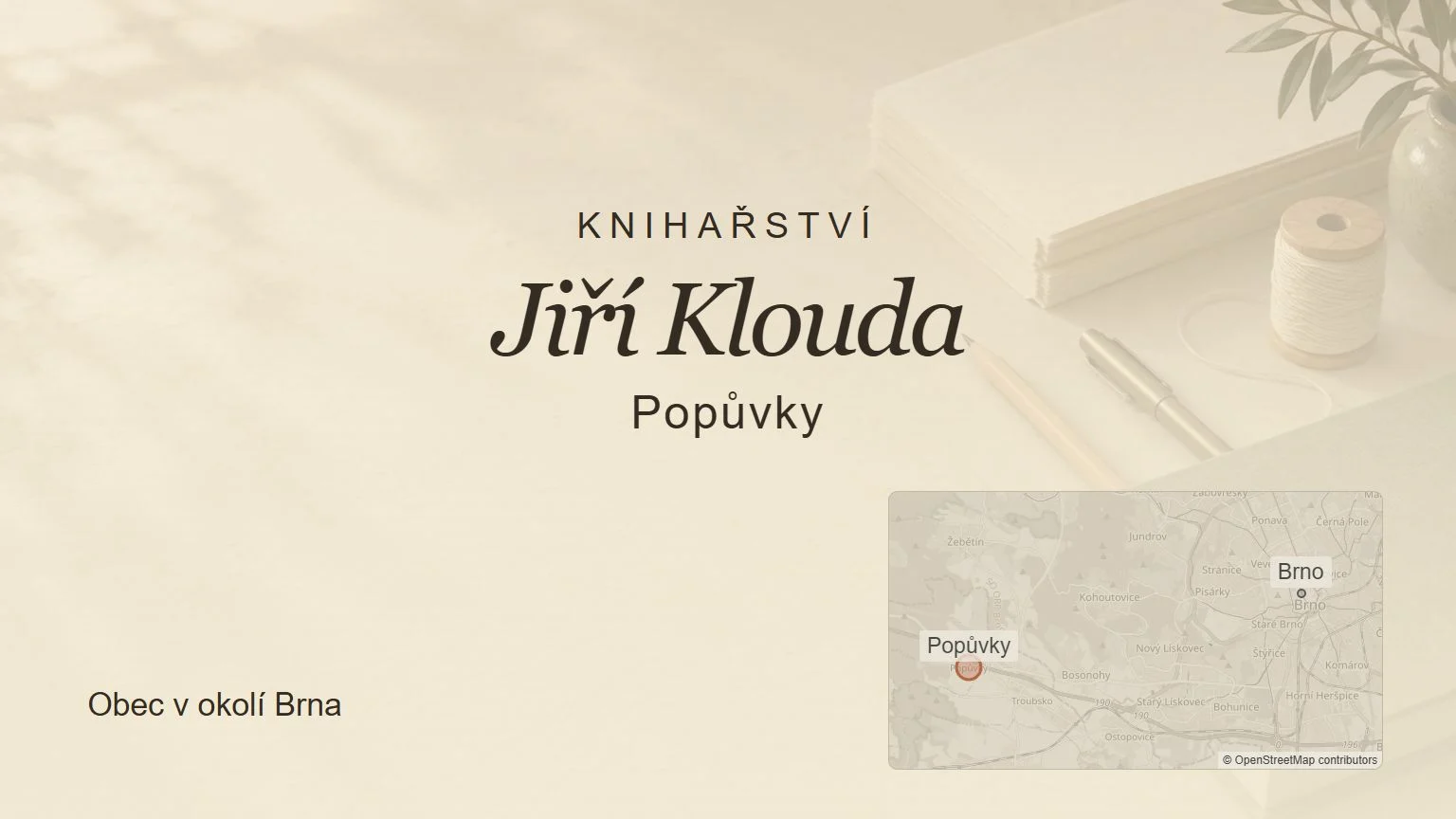 Knihařství Jiří Klouda, Popůvky – tematický náhled s orientační mapou obce u Brna