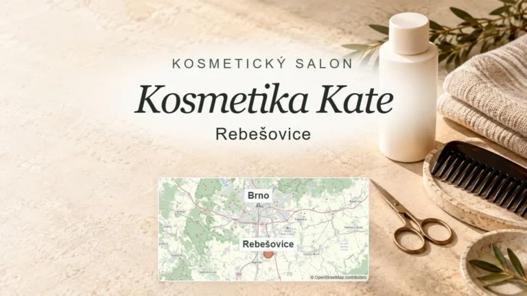 Kosmetika Kate, Rebešovice – obecný tematický motiv oboru a orientační mapa obce u Brna