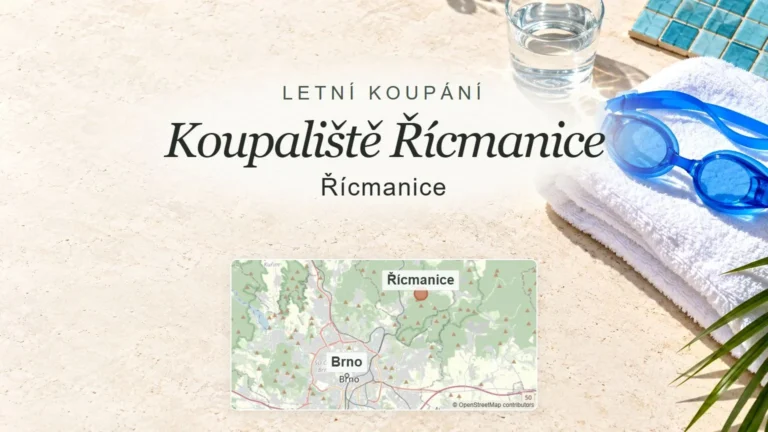 Koupaliště Řícmanice, Řícmanice – obecný tematický motiv oboru a orientační mapa obce u Brna