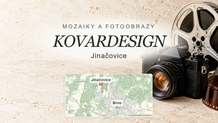 KOVARDESIGN, Jinačovice – obecný tematický motiv oboru a orientační mapa obce u Brna