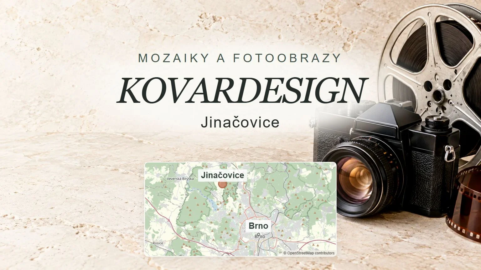 KOVARDESIGN, Jinačovice – obecný tematický motiv oboru a orientační mapa obce u Brna