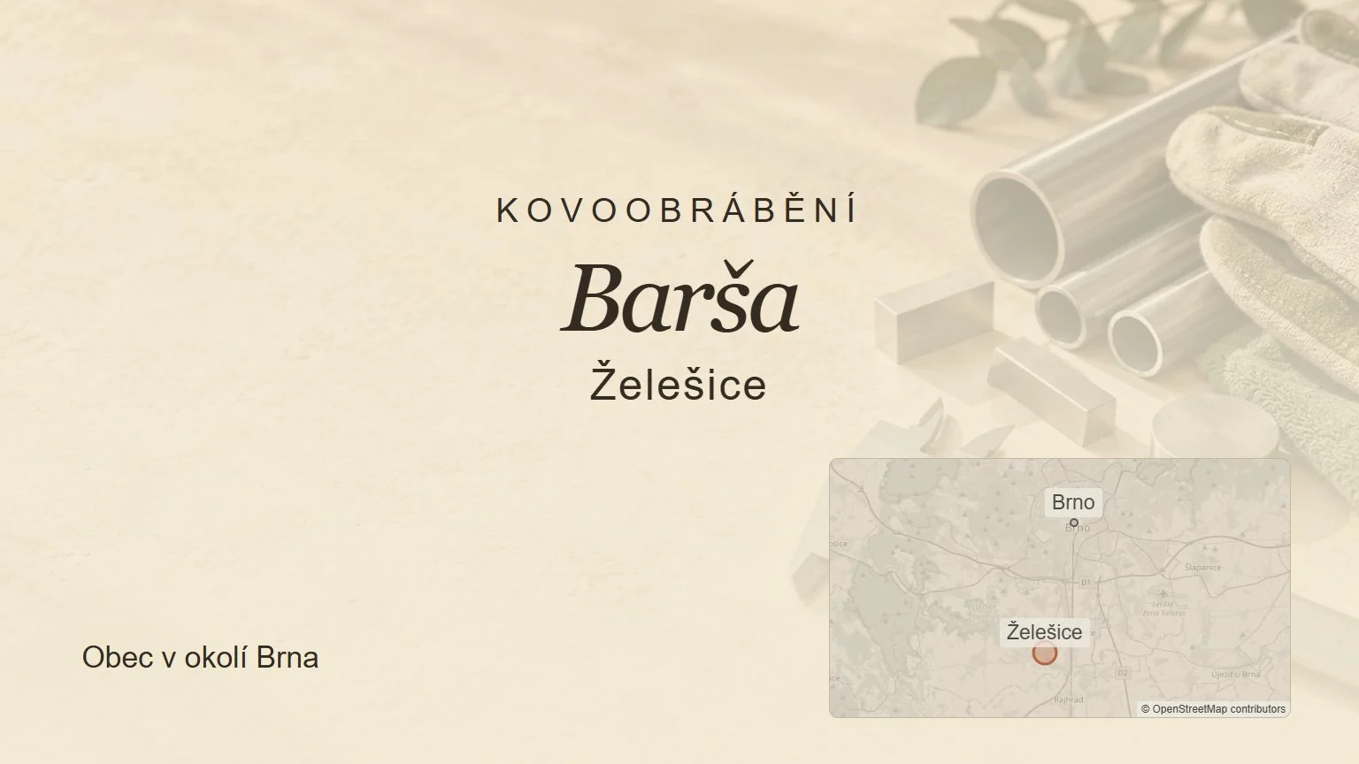 Kovoobrábění Barša, Želešice – tematický náhled s orientační mapou obce u Brna