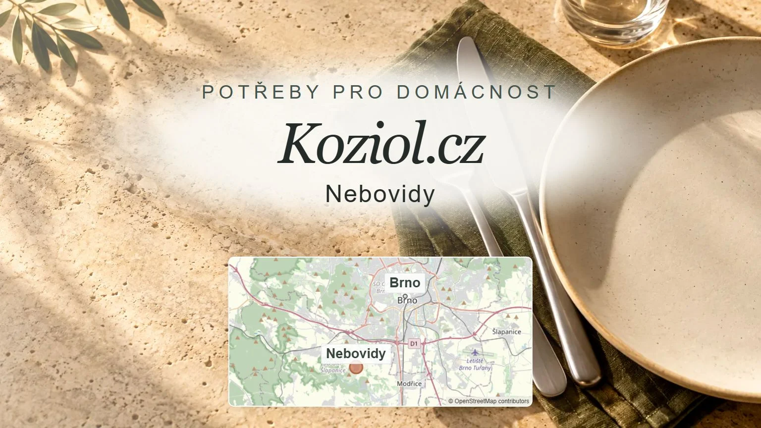 Koziol.cz, Nebovidy – obecný tematický motiv oboru a orientační mapa obce u Brna