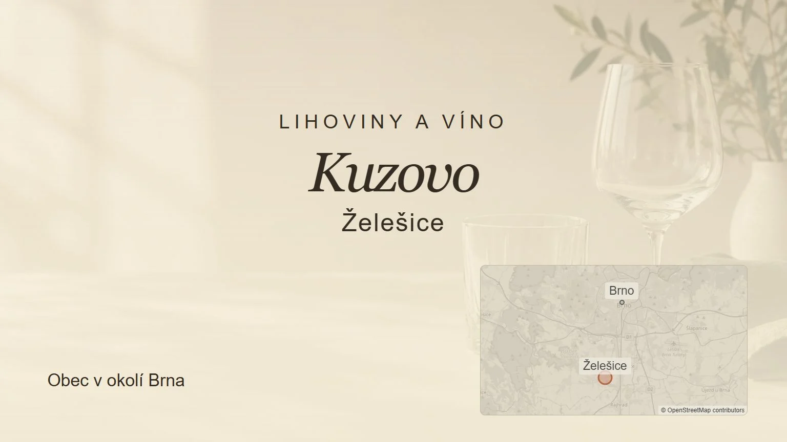Lihoviny a víno Kuzovo, Želešice – tematický náhled s orientační mapou obce u Brna