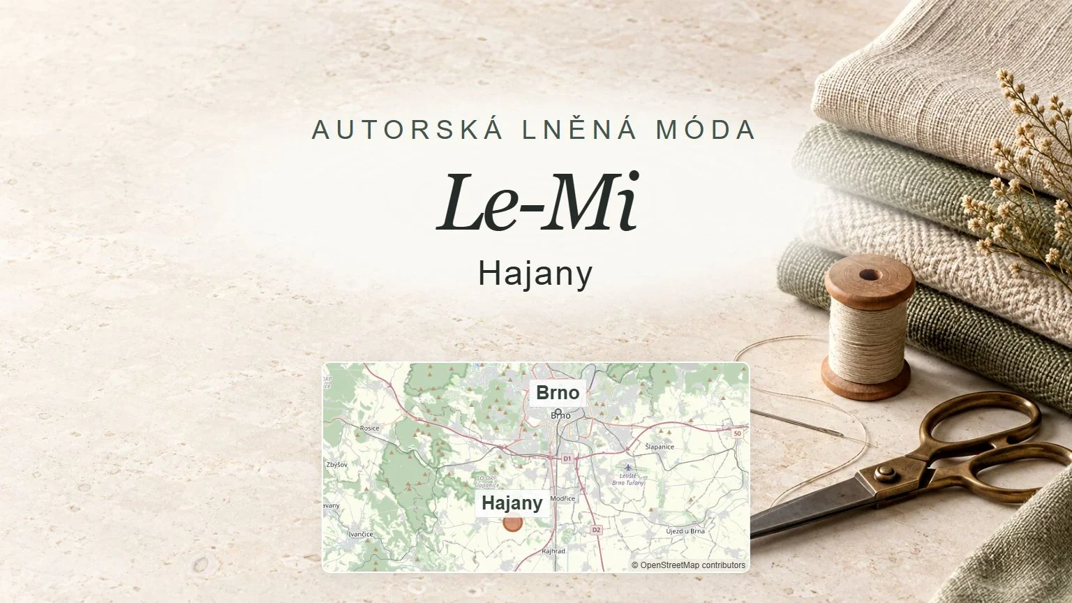 Le-Mi, Hajany – obecný tematický motiv oboru a orientační mapa obce u Brna