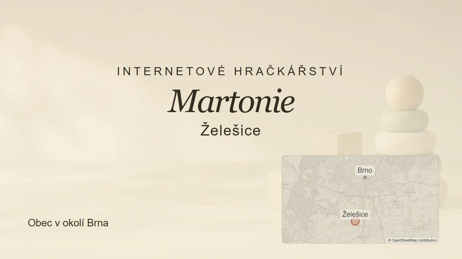Internetové hračkářství Martonie, Želešice – tematický náhled s orientační mapou obce u Brna