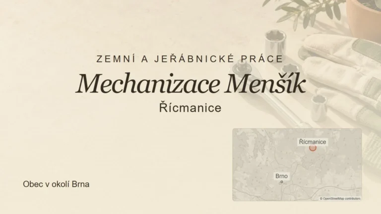 Zemní a jeřábnické práce Mechanizace Menšík, Řícmanice – tematický náhled s orientační mapou obce u Brna