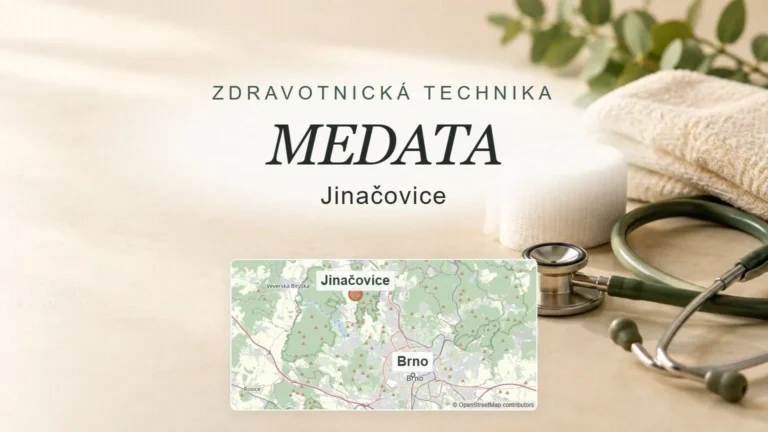 MEDATA, Jinačovice – obecný tematický motiv oboru a orientační mapa obce u Brna