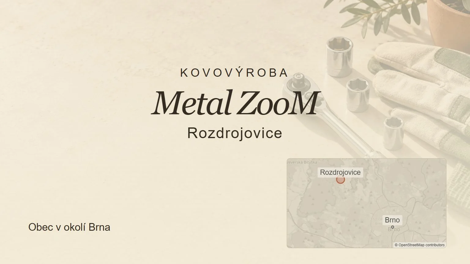 Kovovýroba Metal ZooM, Rozdrojovice – tematický náhled s orientační mapou obce u Brna