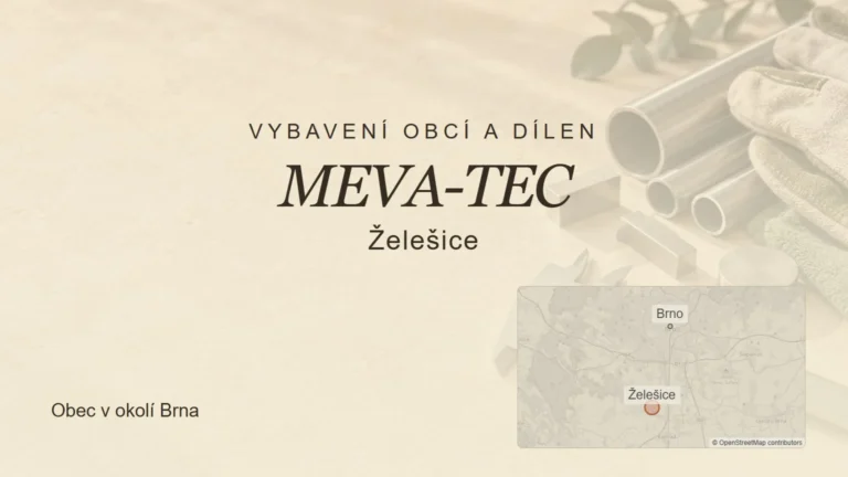 Vybavení obcí a dílen MEVA-TEC, Želešice – tematický náhled s orientační mapou obce u Brna