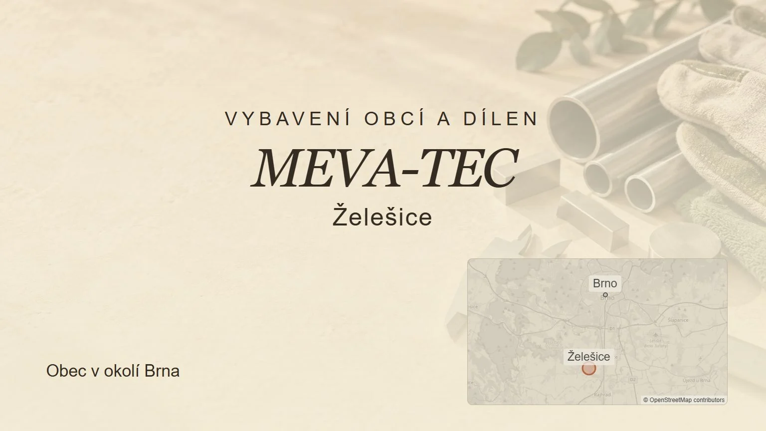 Vybavení obcí a dílen MEVA-TEC, Želešice – tematický náhled s orientační mapou obce u Brna