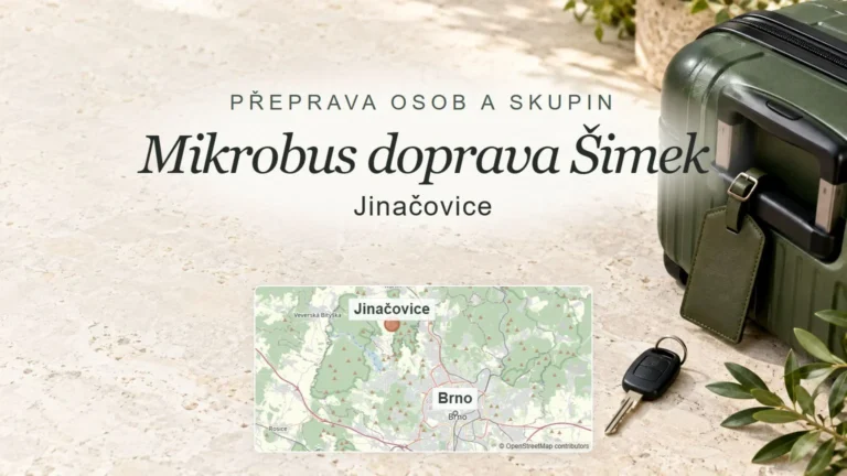 Mikrobus doprava Šimek, Jinačovice – obecný tematický motiv oboru a orientační mapa obce u Brna