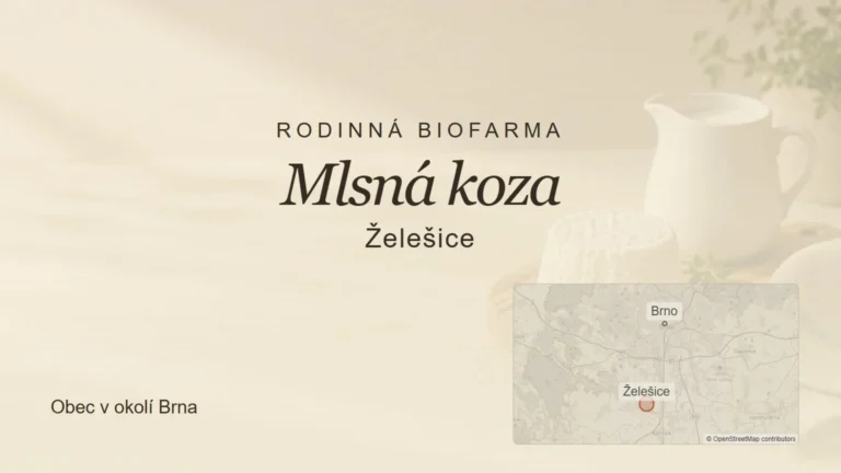 Rodinná biofarma Mlsná koza, Želešice – tematický náhled s orientační mapou obce u Brna