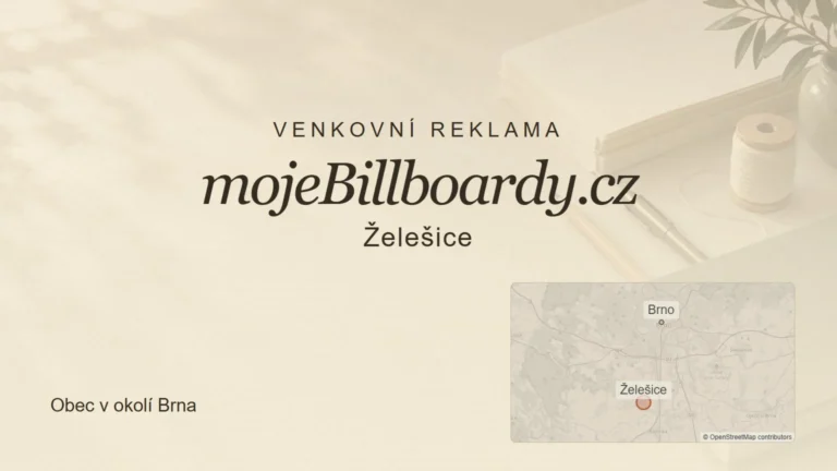 Venkovní reklama mojeBillboardy.cz, Želešice – tematický náhled s orientační mapou obce u Brna