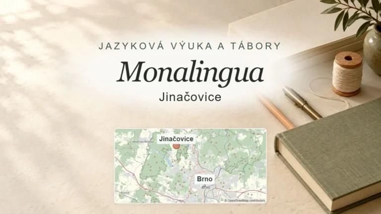 Monalingua, Jinačovice – obecný tematický motiv oboru a orientační mapa obce u Brna