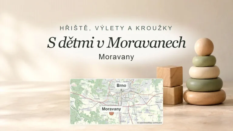 S dětmi v Moravanech, Moravany – obecný tematický motiv oboru a orientační mapa obce u Brna