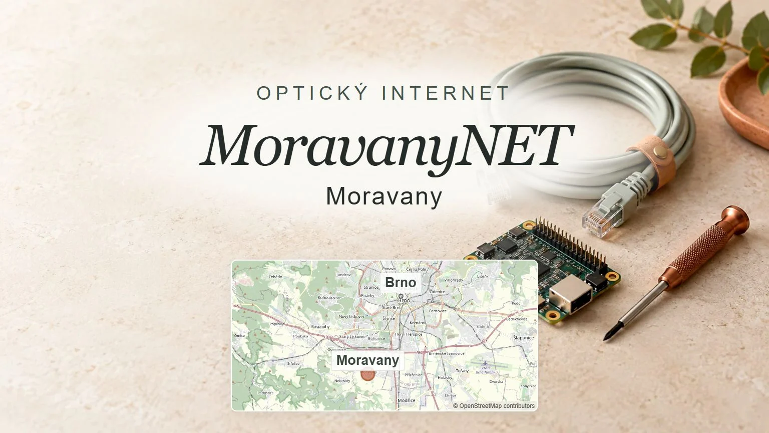 MoravanyNET, Moravany – obecný tematický motiv oboru a orientační mapa obce u Brna