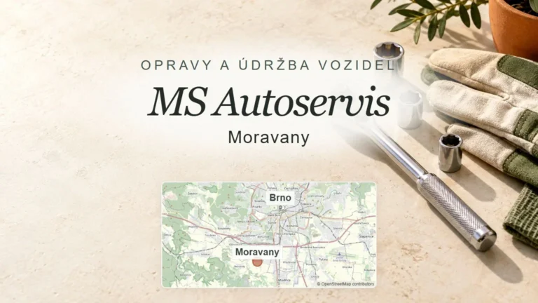 MS Autoservis, Moravany – obecný tematický motiv oboru a orientační mapa obce u Brna