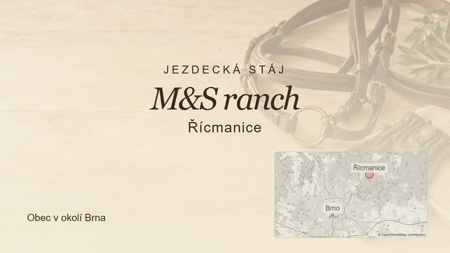 Jezdecká stáj M&S ranch, Řícmanice – tematický náhled s orientační mapou obce u Brna