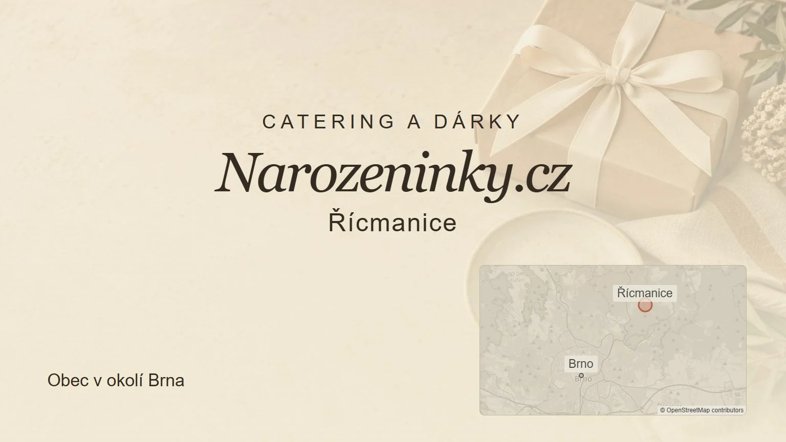 Catering a dárky Narozeninky.cz, Řícmanice – tematický náhled s orientační mapou obce u Brna