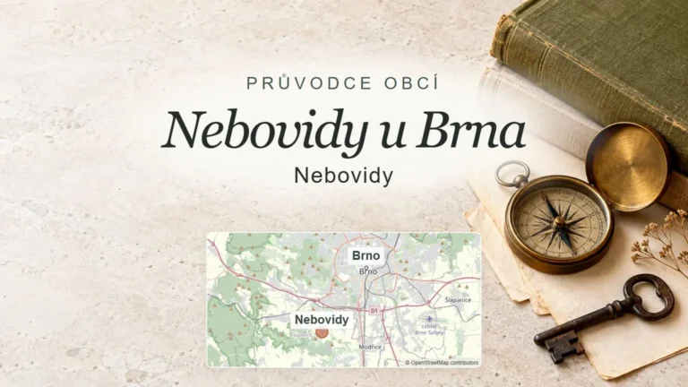 Nebovidy u Brna, Nebovidy – obecný tematický motiv oboru a orientační mapa obce u Brna
