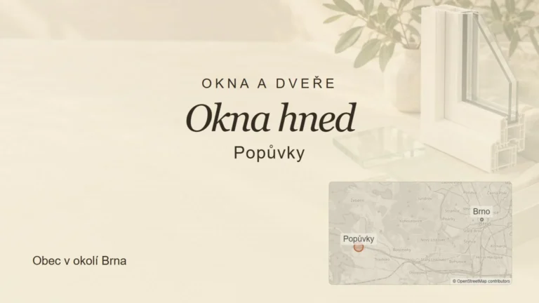 Okna a dveře Okna hned, Popůvky – tematický náhled s orientační mapou obce u Brna