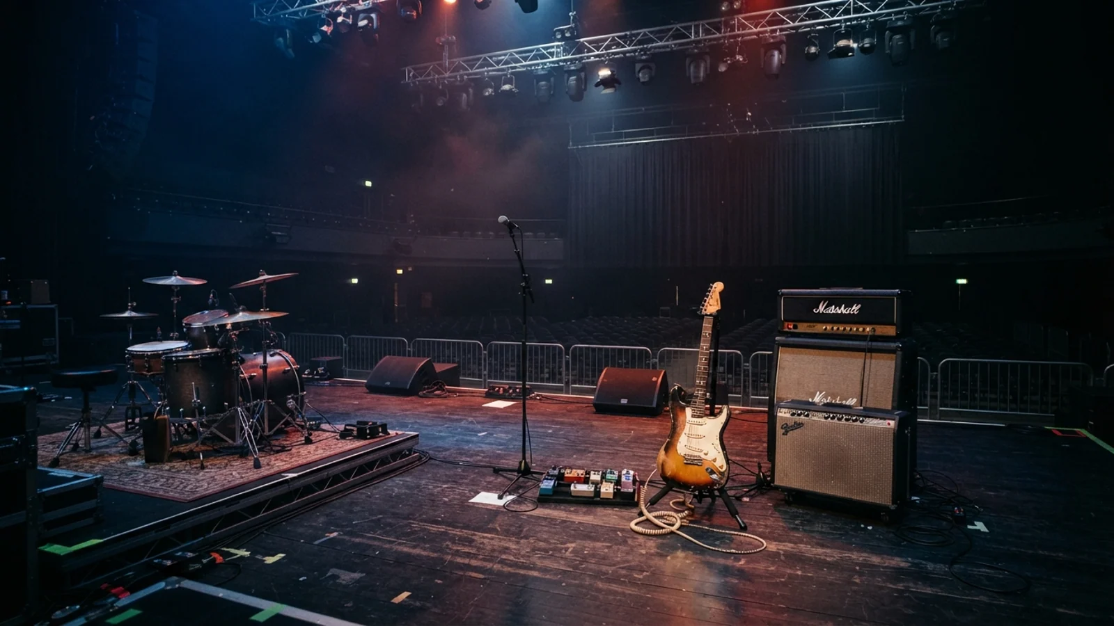 Rockové pódium s kytarou