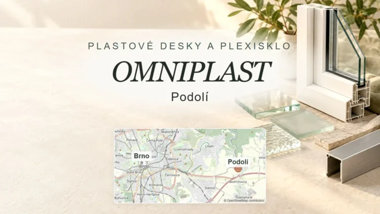 Plastové desky a plexisklo OMNIPLAST, Podolí – tematický náhled s orientační mapou obce u Brna