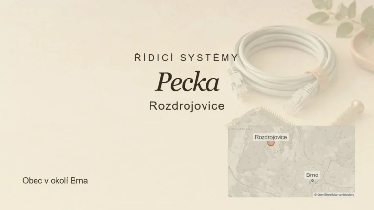 Řídicí systémy Pecka, Rozdrojovice – tematický náhled s orientační mapou obce u Brna
