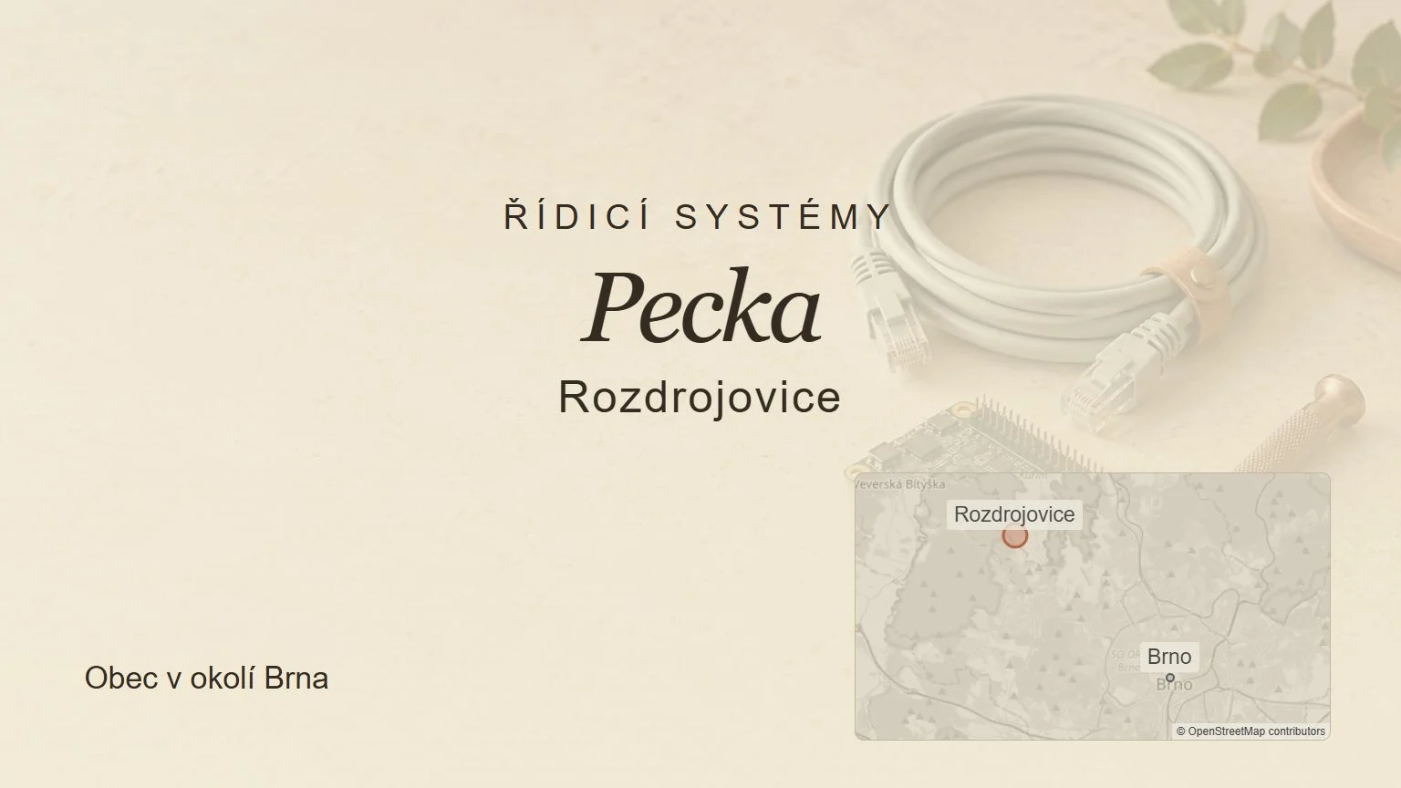 Řídicí systémy Pecka, Rozdrojovice – tematický náhled s orientační mapou obce u Brna